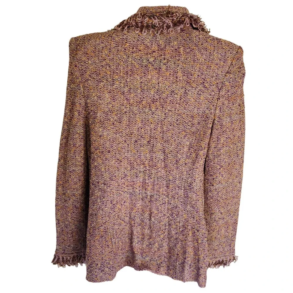 St.John Collection Purple Fringed Edges Knit Jacket 4 - Picture 6 of 7